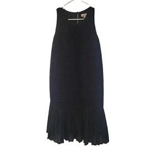 Freeway Women's Black Poly Georgette Beaded Pleated Drop Waist Sleeveless Lined